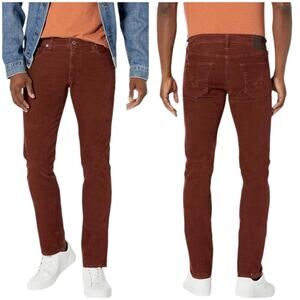 AG Adriano Goldschmied NWT The Matchbox Slim Straight Corduroy Pants Red Size 29
